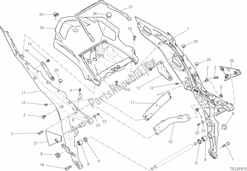 Todas as partes de Quadro Traseiro Comp. Do Ducati Multistrada 1200 Enduro Thailand 2016